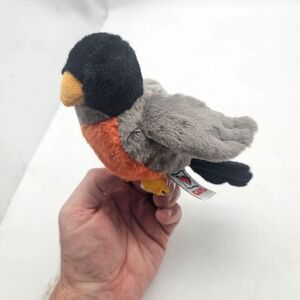 GANZ Webkinz Lil'Kinz Robin Bird Plush Stuffed Animal Toy Small Gray Orange